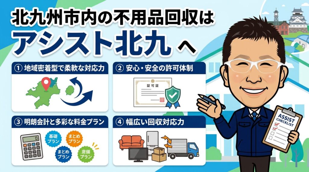 北九州市の不用品回収専門業者アシスト北九の4つの強み